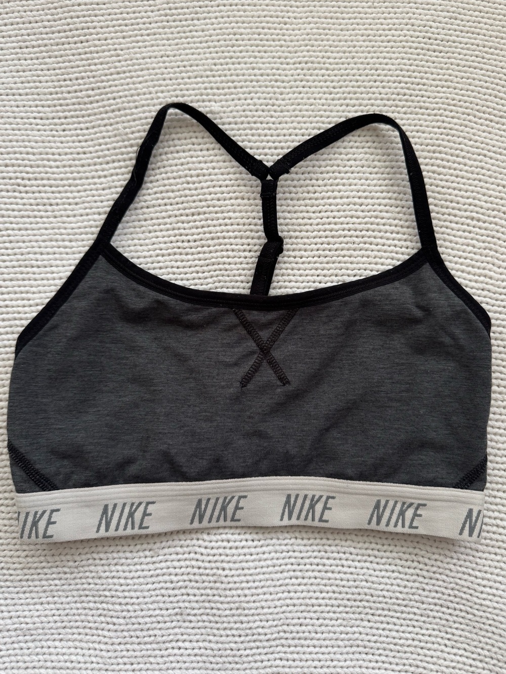 Nike Women's Charcoal and Black Sports Bra